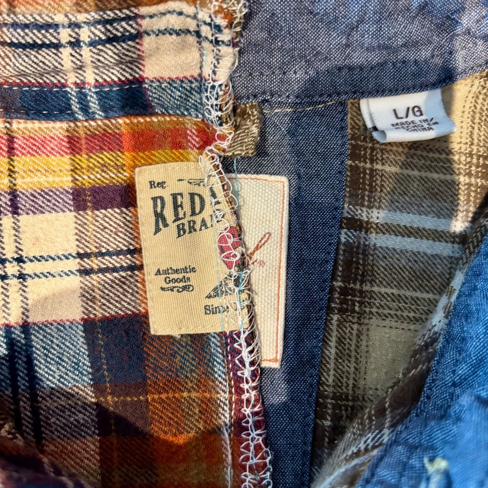 Hand Crafted 1/2 & 1/2 Plaid FlannelShirt Men's M-L - Picture 8 of 13